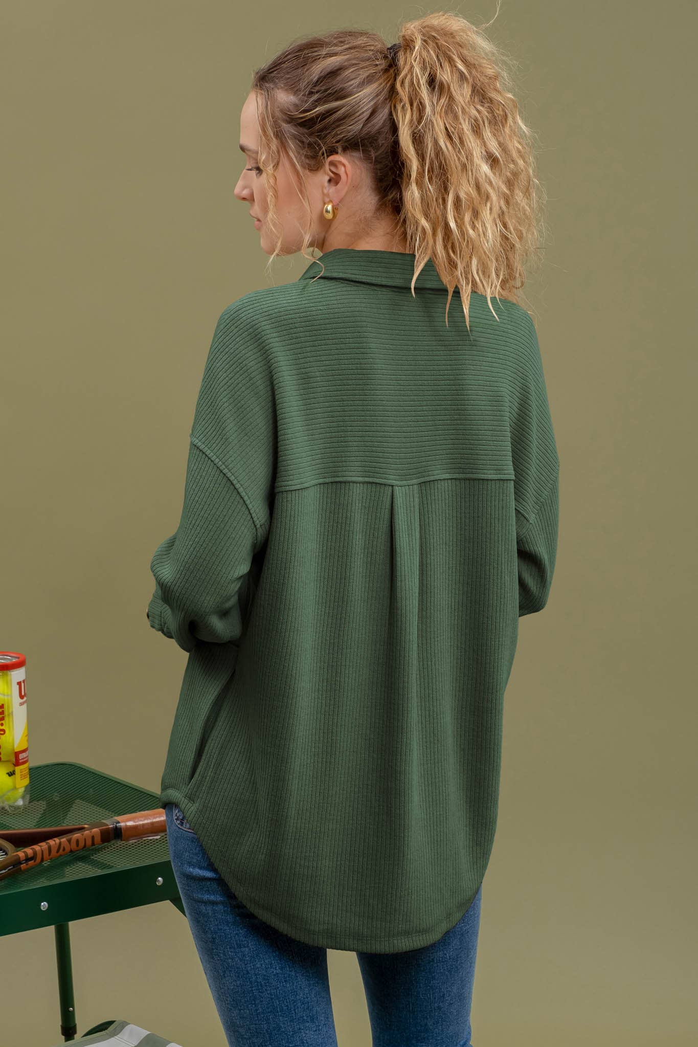 GREEN HALF BUTTON TOP