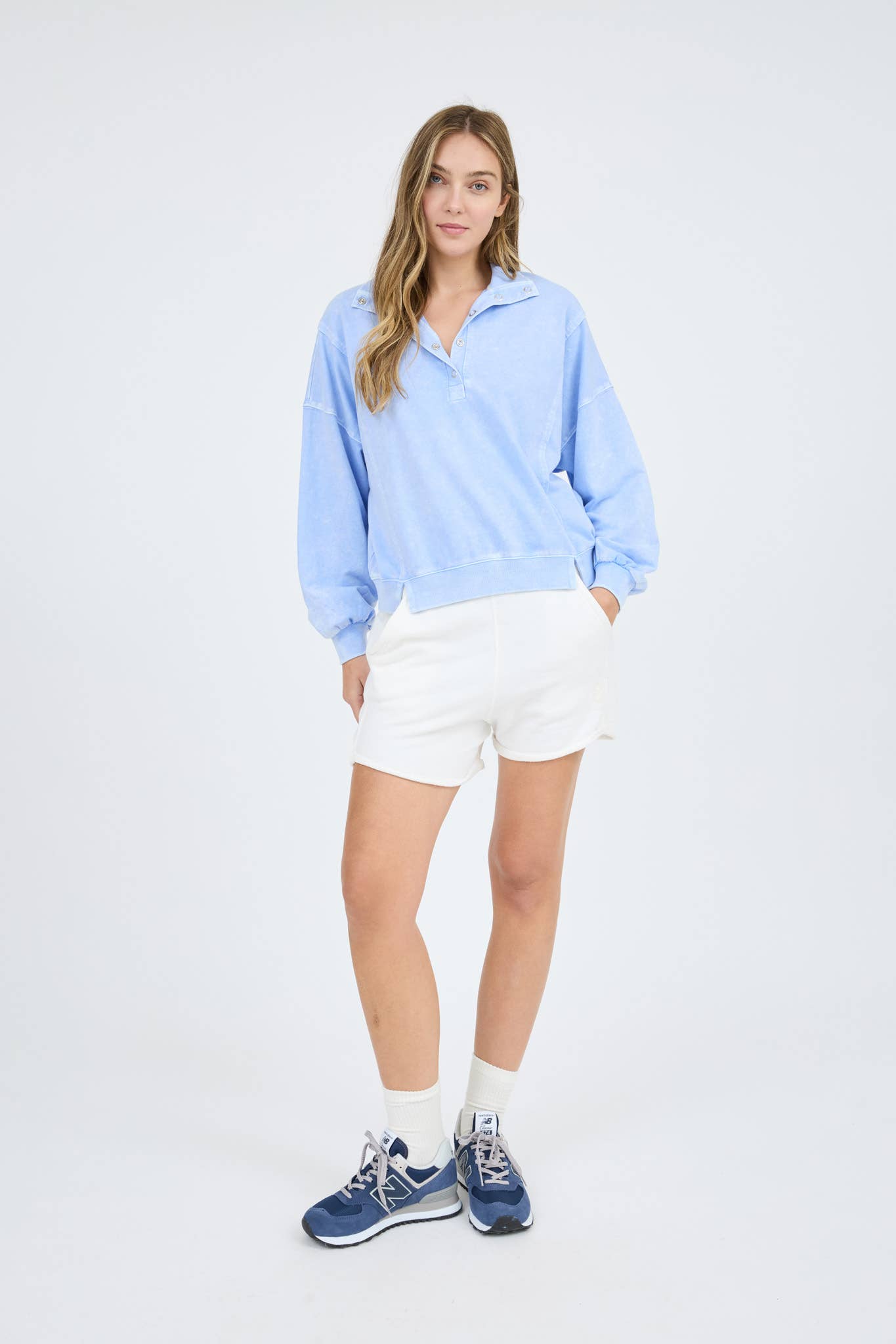 BLUE SNAP BUTTON LONG SLEEVE