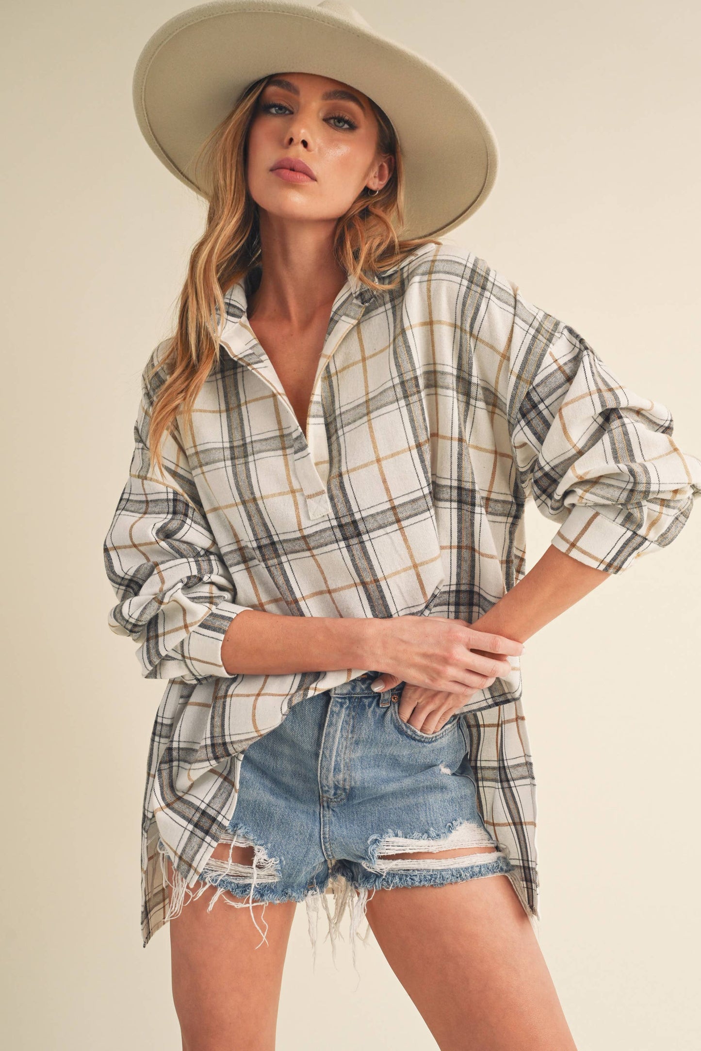 Tamra Plaid Top Oat