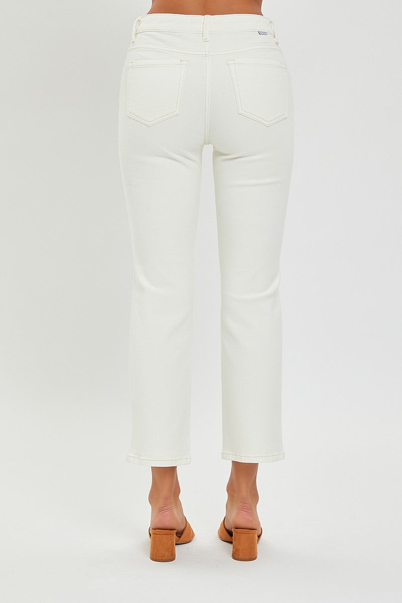 MID RISE STRAIGHT CROP ANKLE PANTS