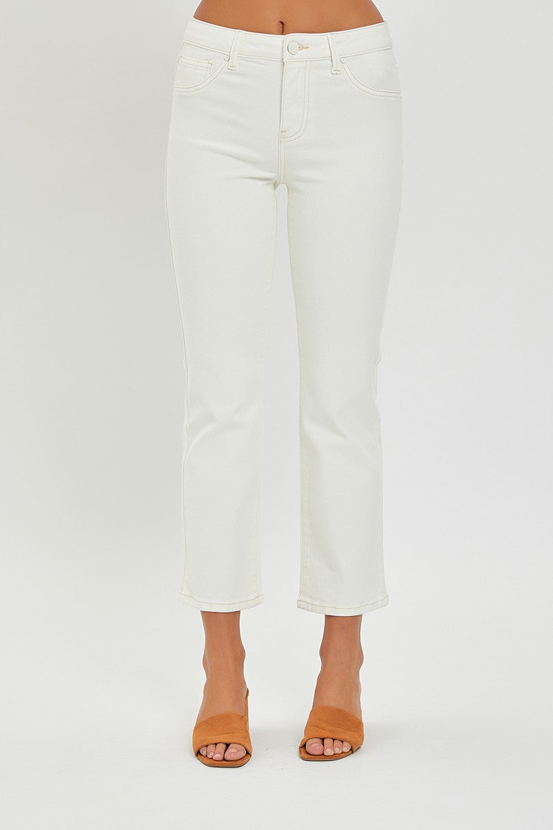 MID RISE STRAIGHT CROP ANKLE PANTS