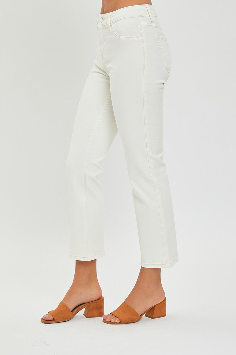 MID RISE STRAIGHT CROP ANKLE PANTS