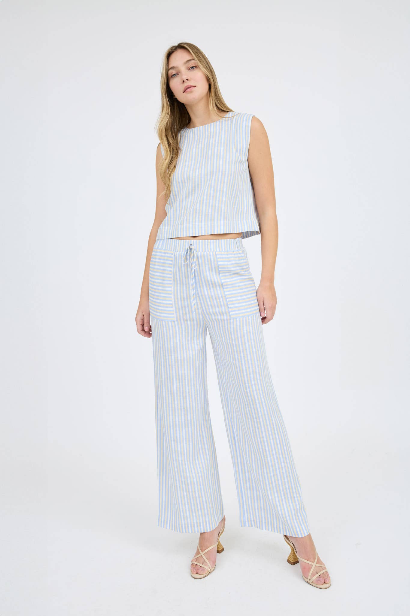 Blue Sleeveless Top Set