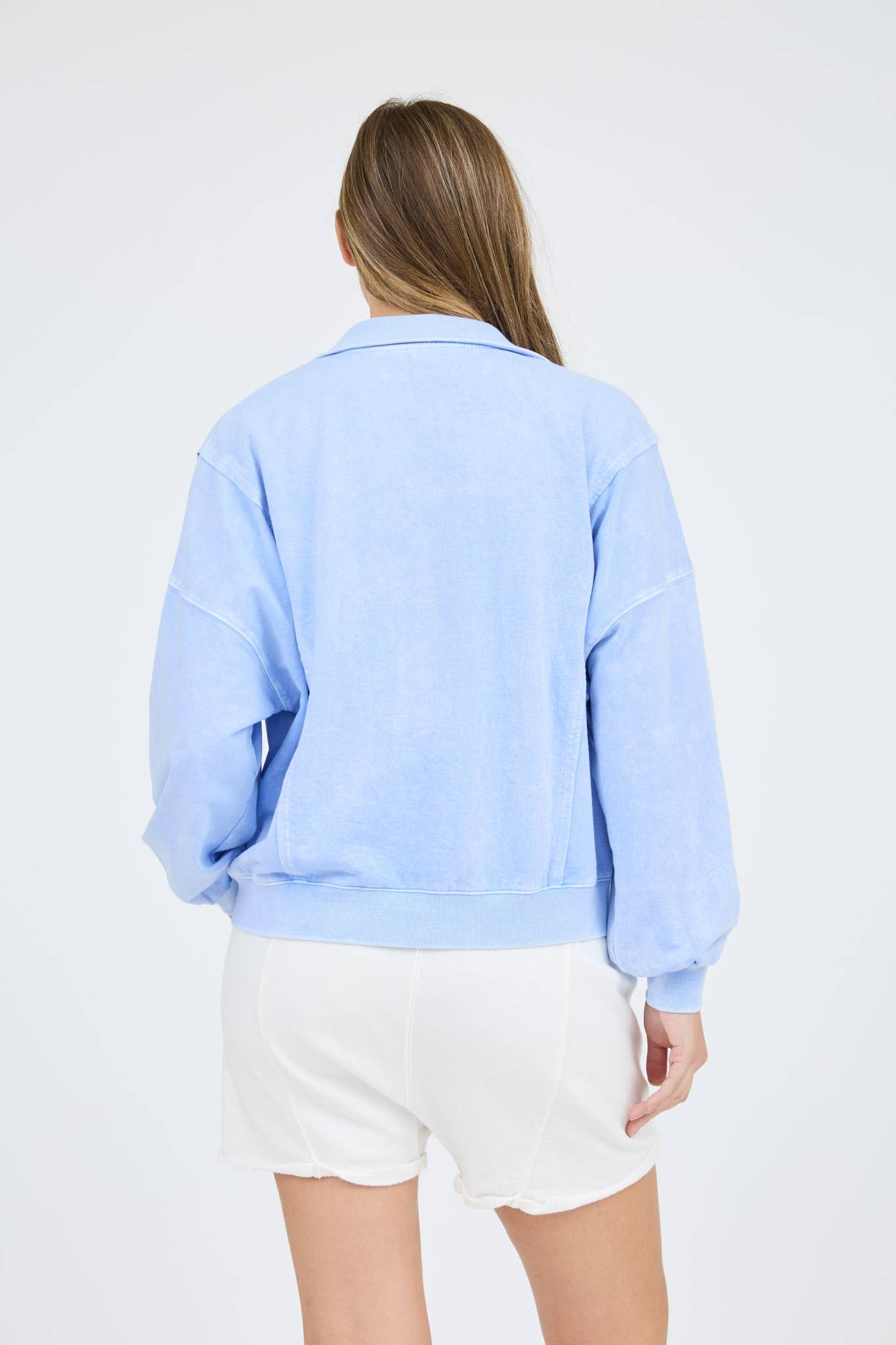 BLUE SNAP BUTTON LONG SLEEVE