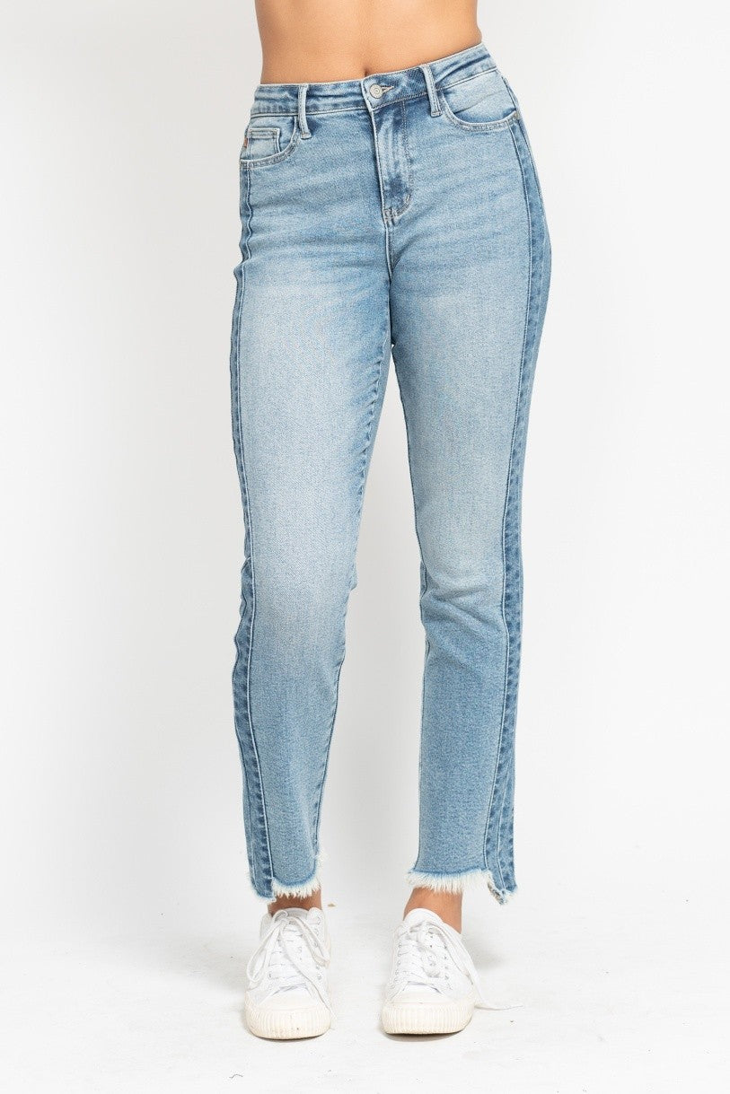 Vintage Wash Side Panel Detail with Fray Hem Slim