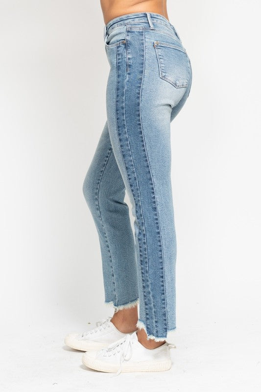 Vintage Wash Side Panel Detail with Fray Hem Slim