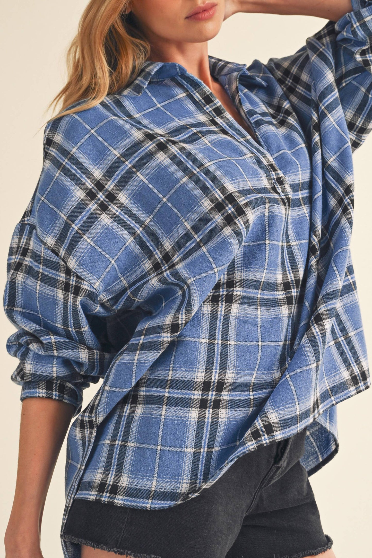 Tamra Plaid Top Skies
