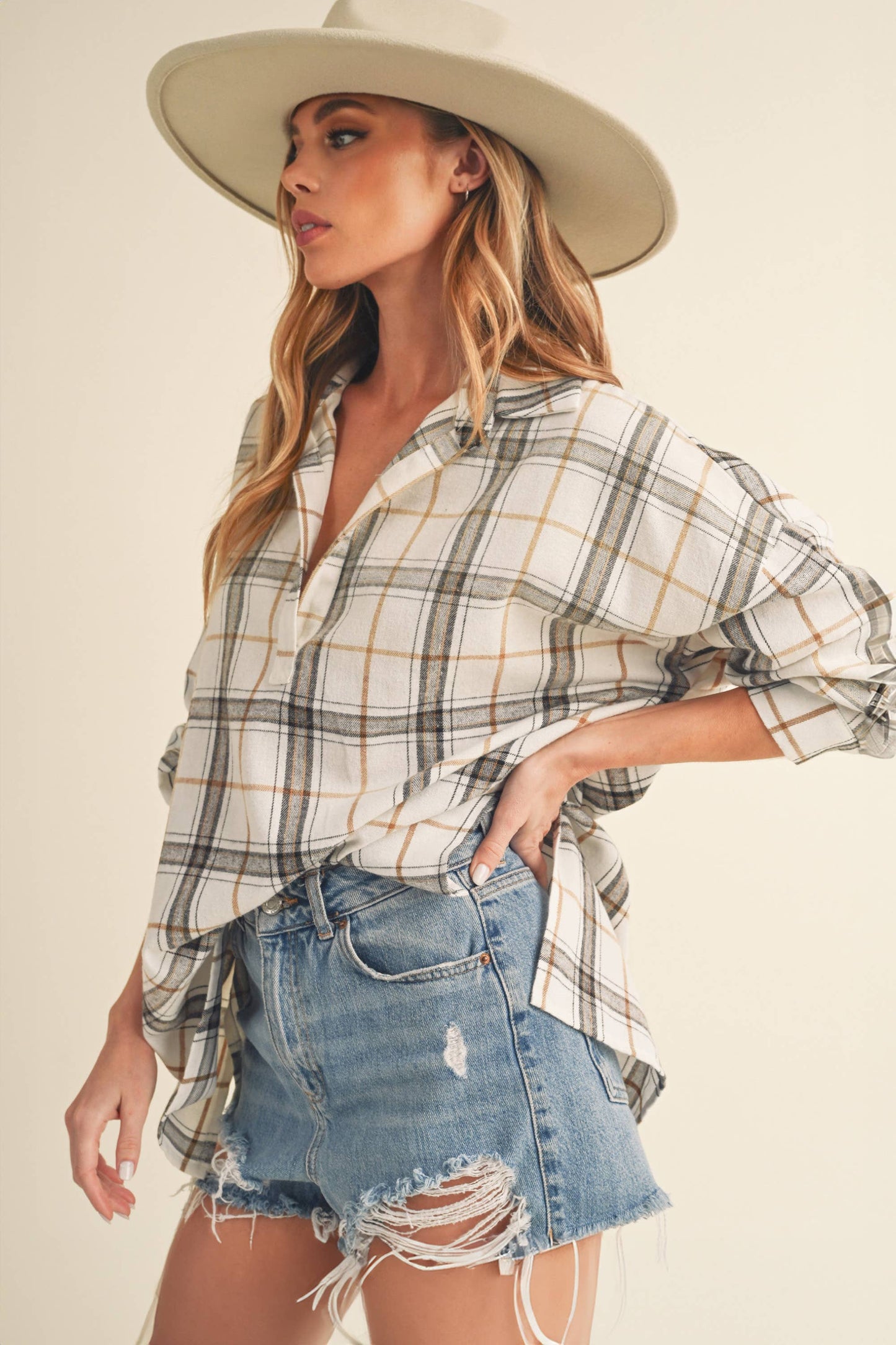 Tamra Plaid Top Oat