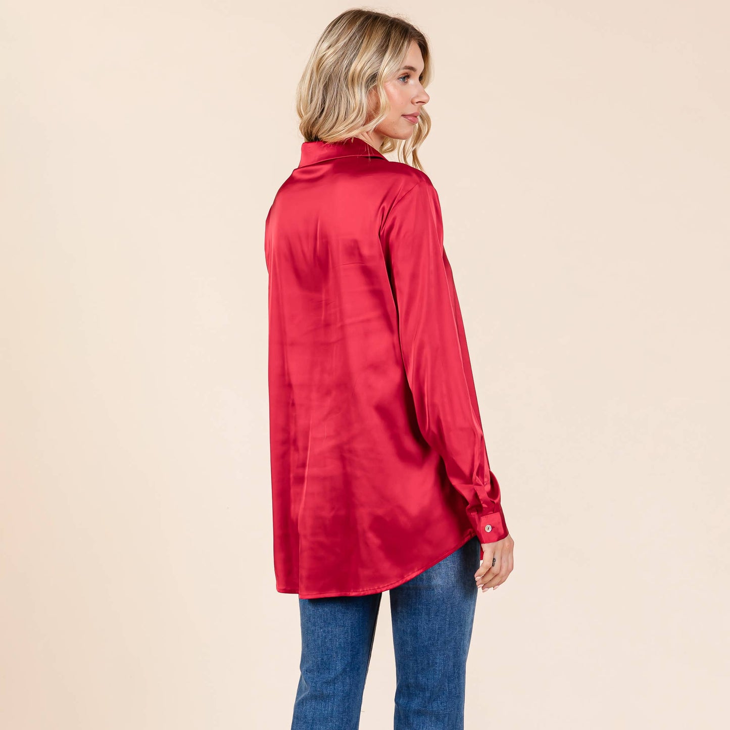 Button Up Satin Blouse