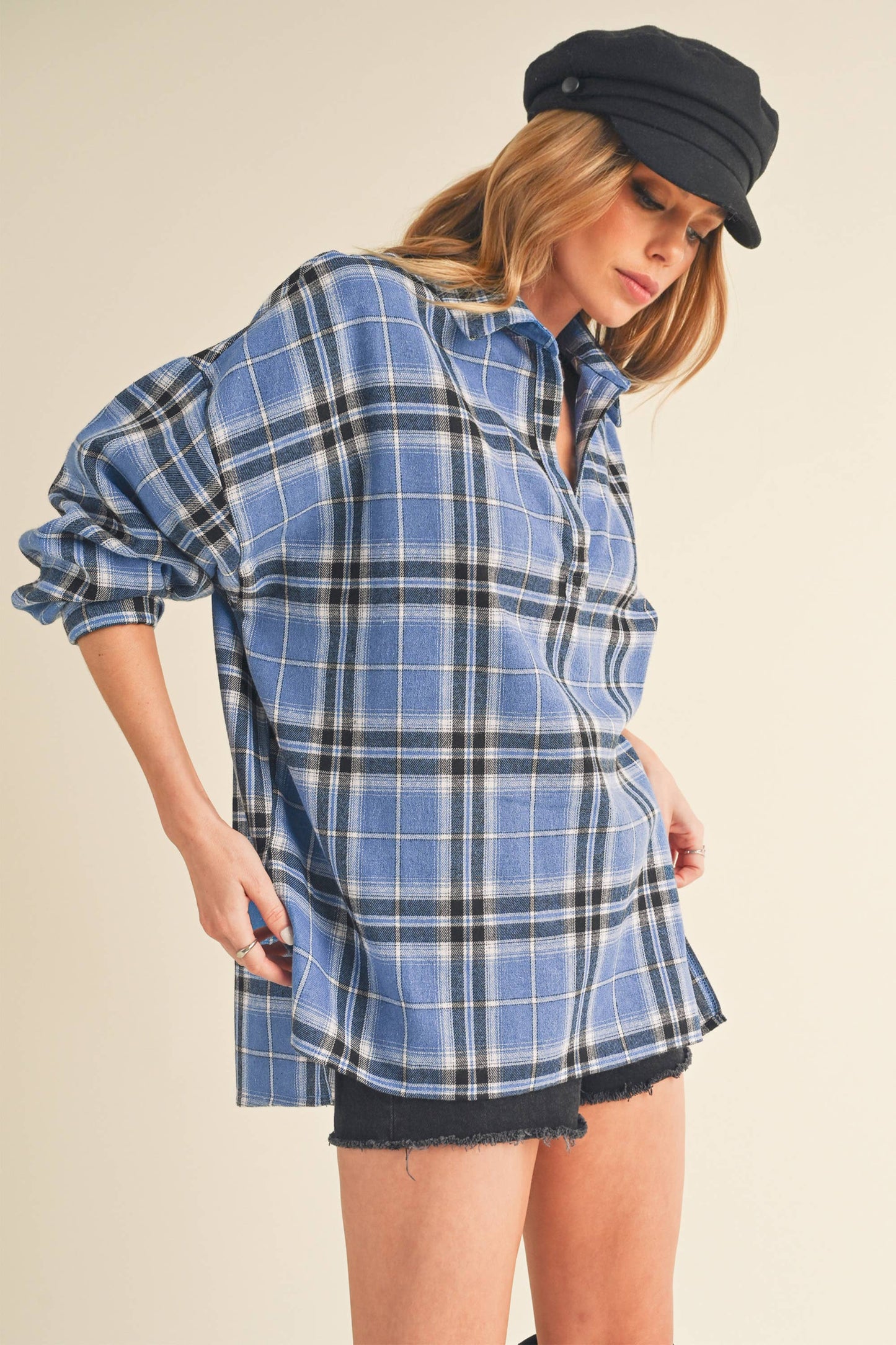 Tamra Plaid Top Skies