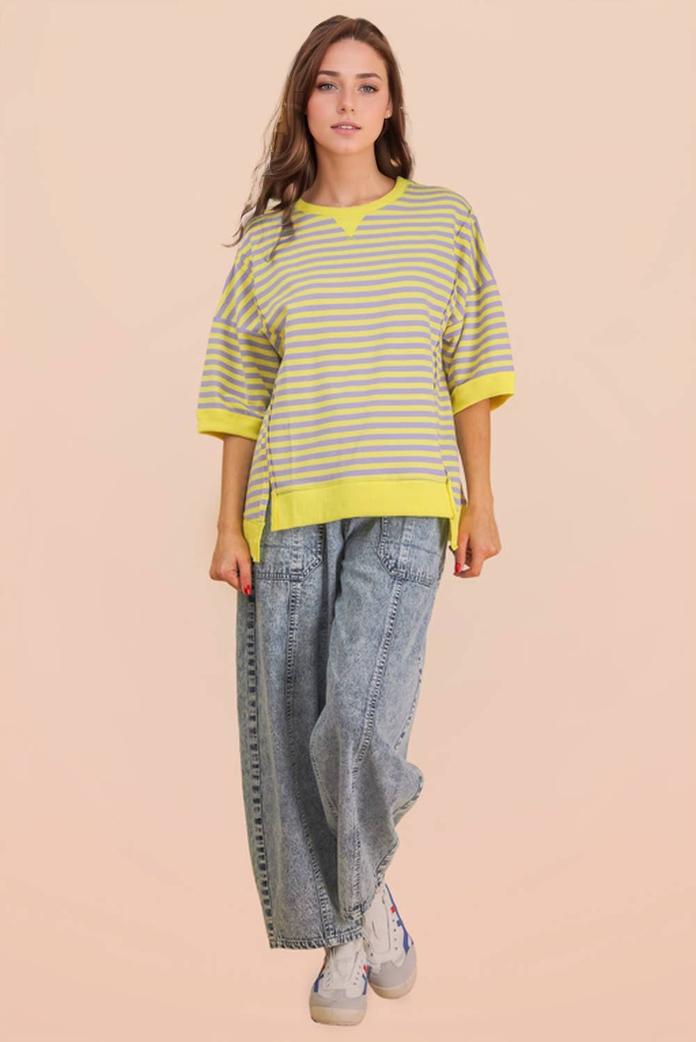 Lavender & Lemon Oversized Stripe Top