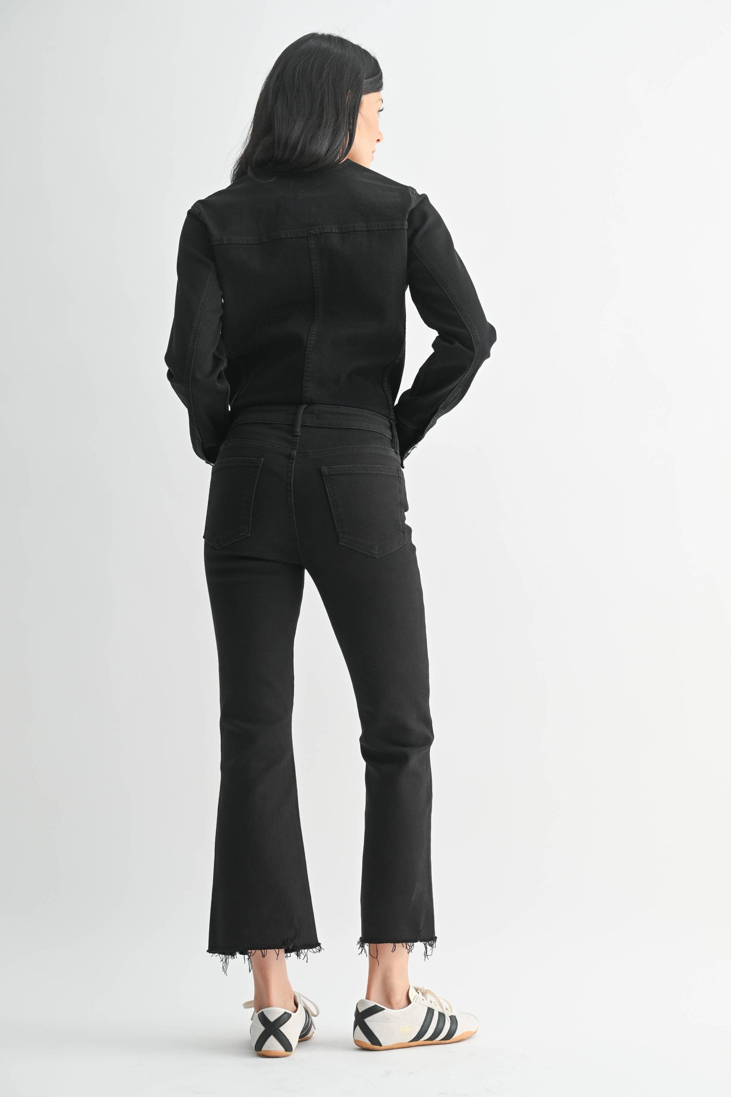 Black Distressed Hem Jeans