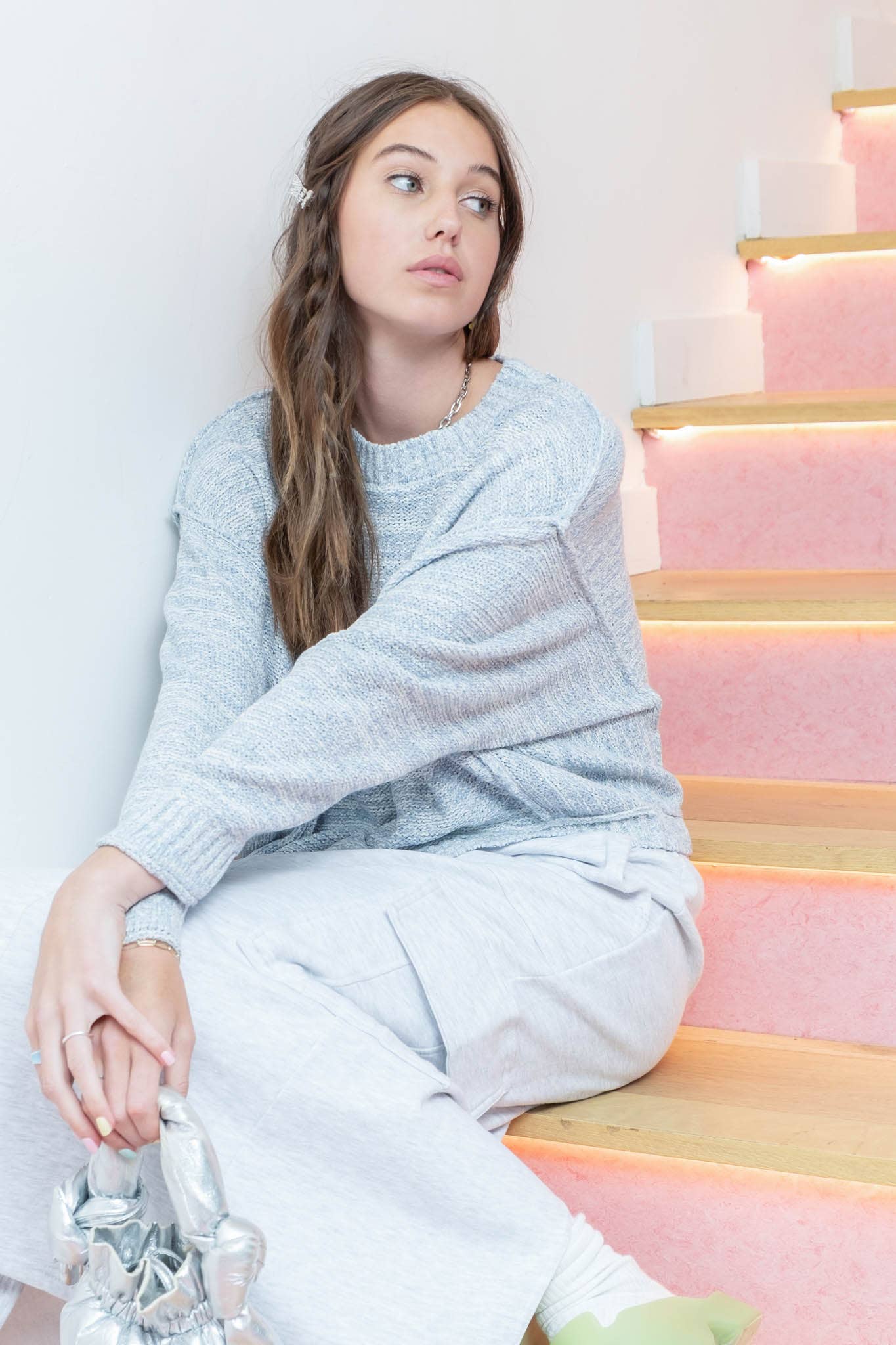 CHAMBRAY PULLOVER SWEATER