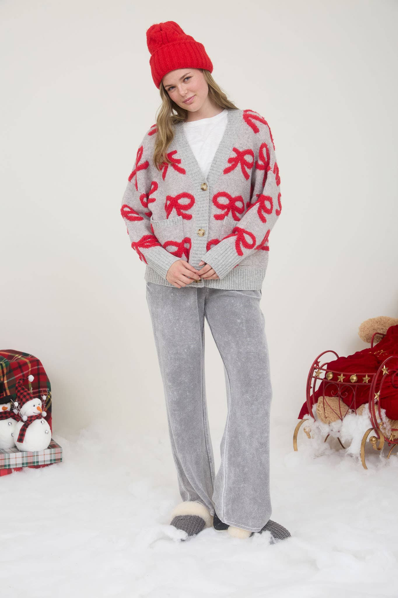 RED BOW CARDIGAN