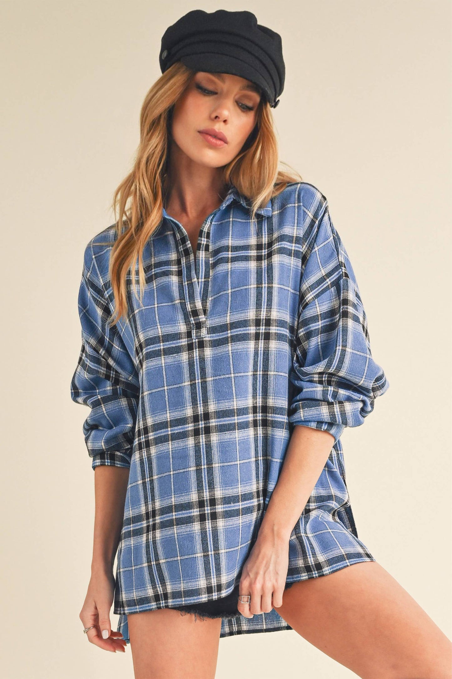 Tamra Plaid Top Skies