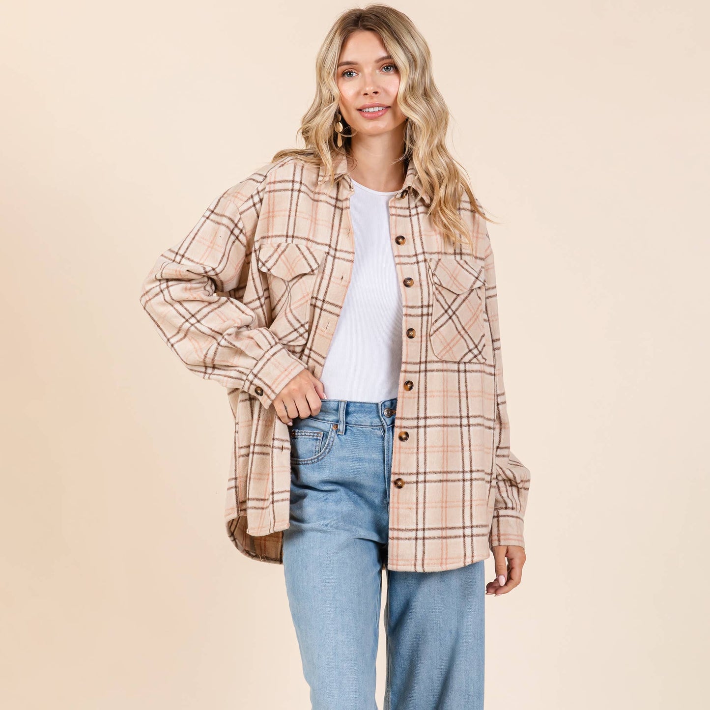 Plaid Button Up Shacket