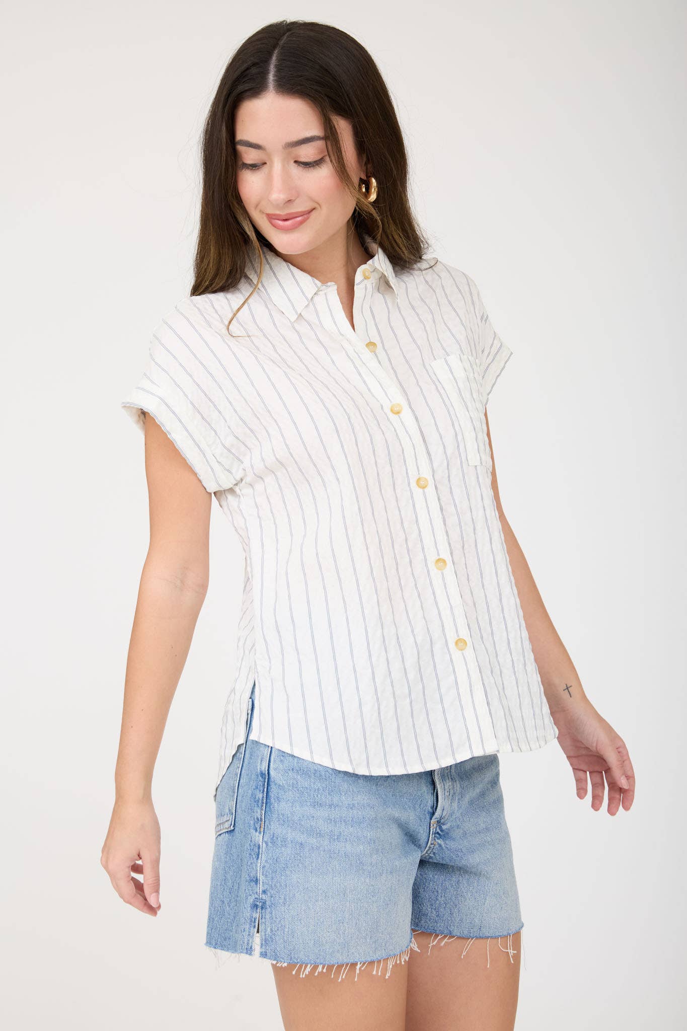 SLATE STRIPE COLLARED SHIRT