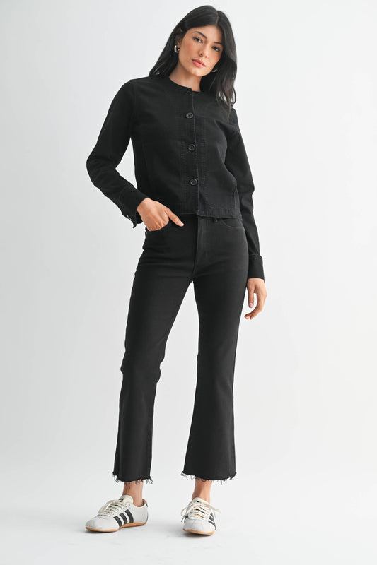 Black Distressed Hem Jeans