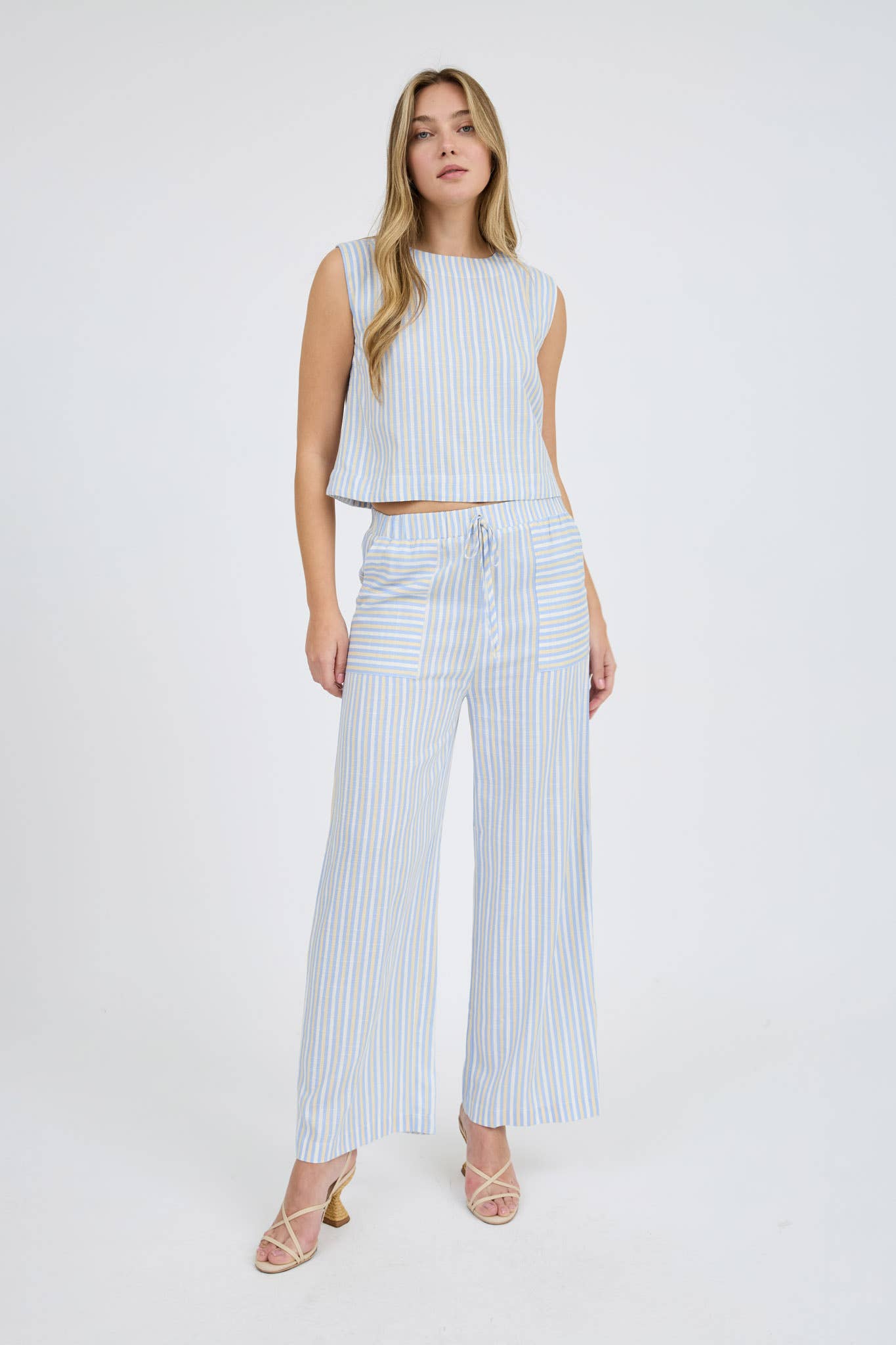 Blue Sleeveless Top Set
