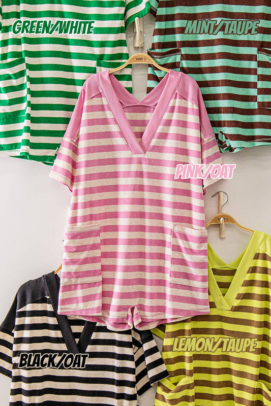 Pink Stripe Romper