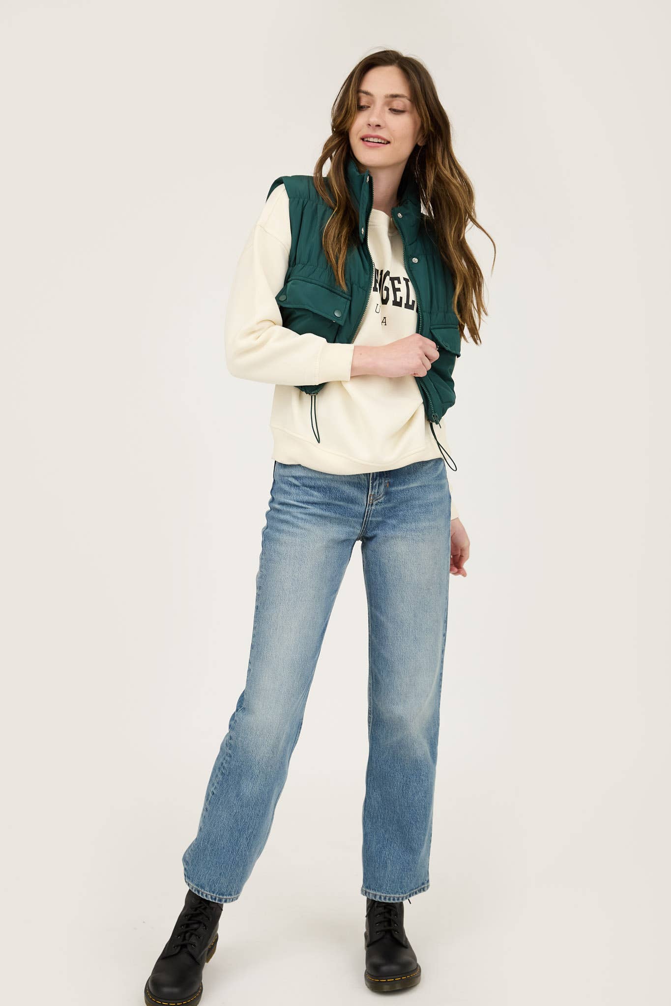 CARGO PUFFER VEST-GREEN