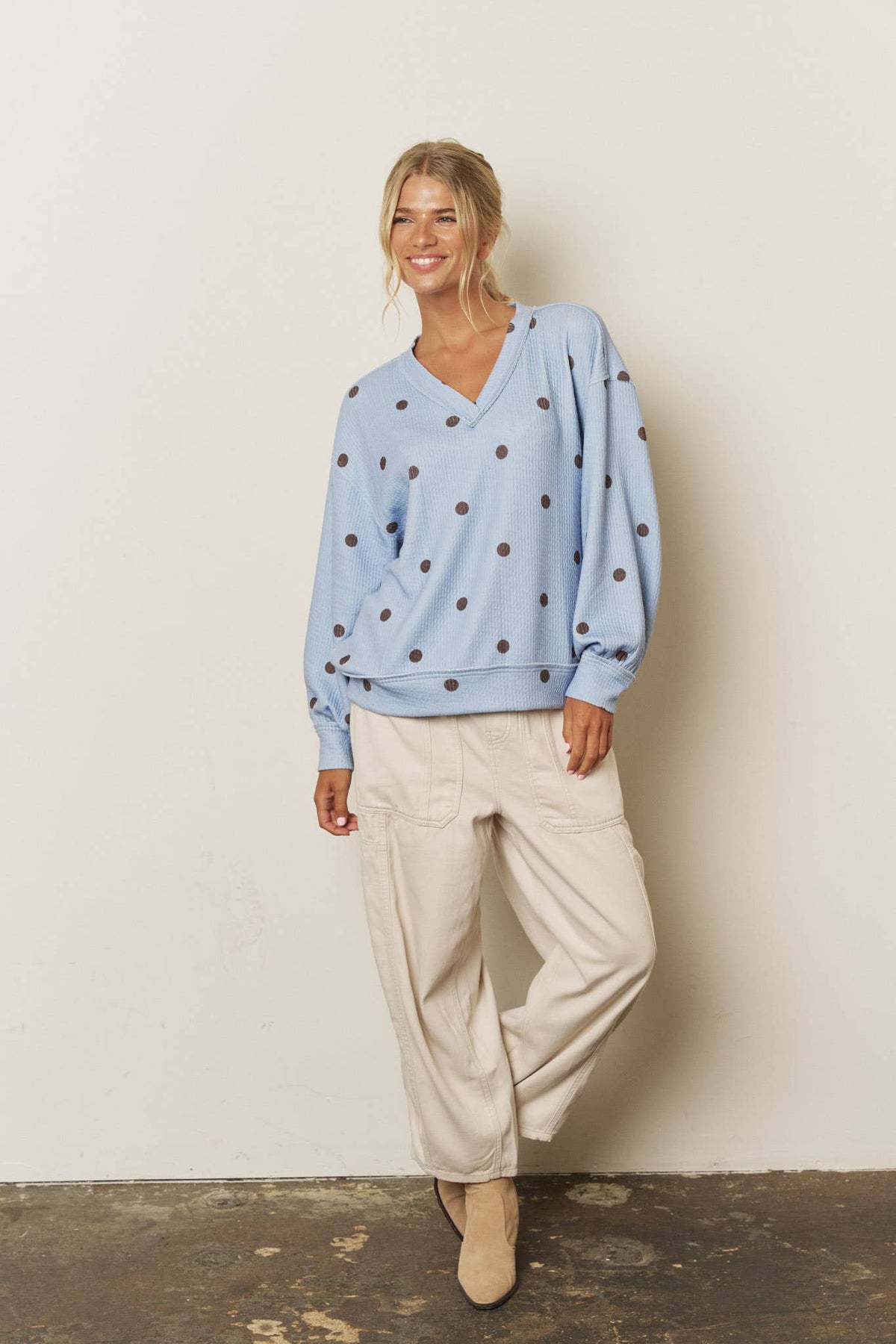 BLUE POLKA DOT LONG SLEEVE