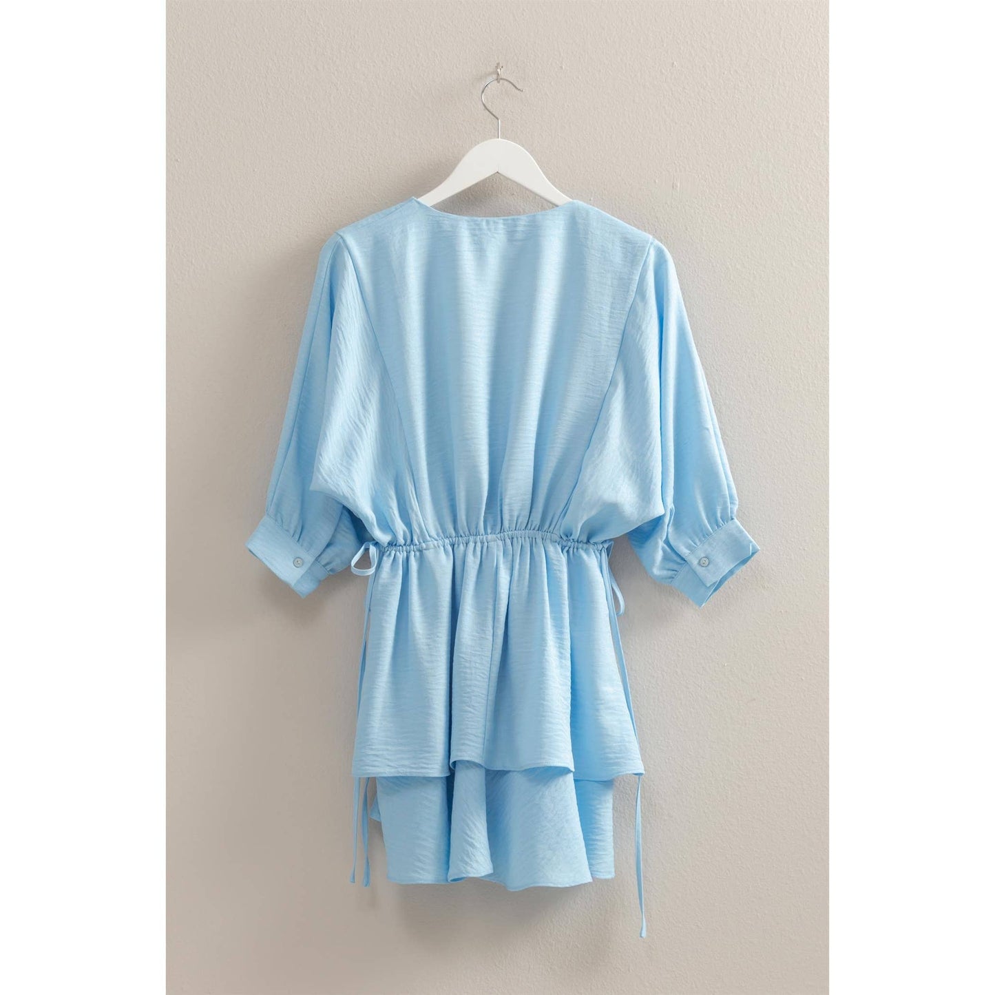 BABY BLUE TIERED VNECK DRESS