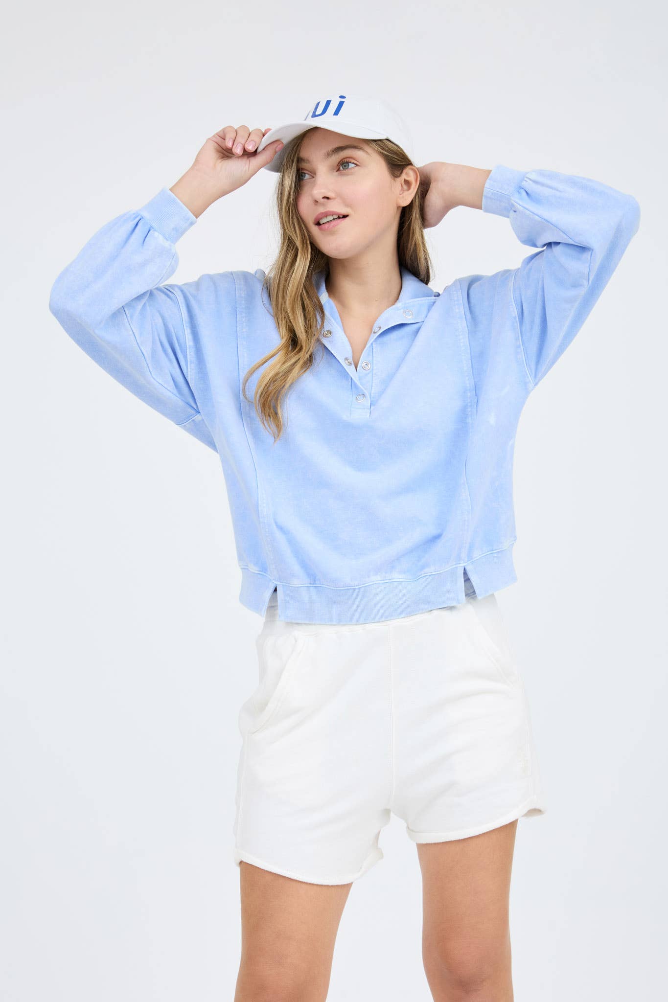 BLUE SNAP BUTTON LONG SLEEVE