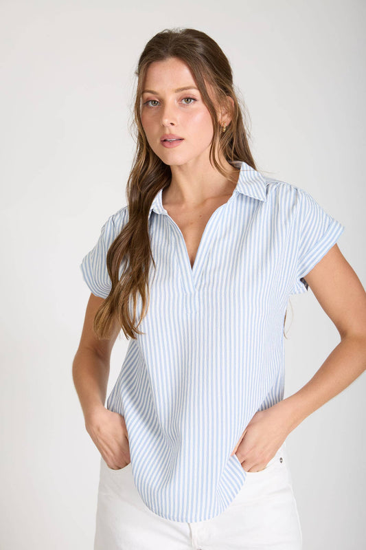 BLUE STRIPE COLLARED SHIRT