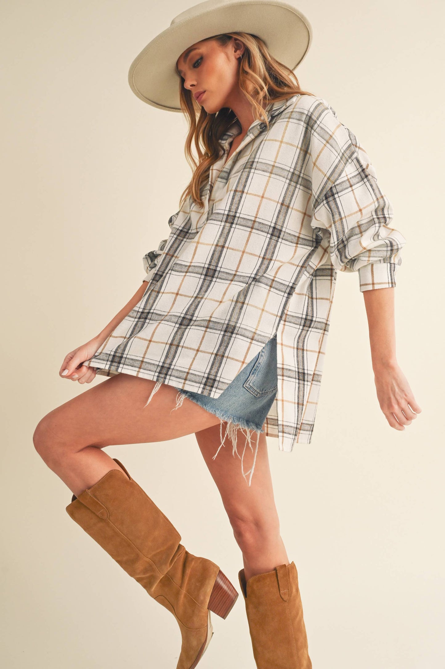 Tamra Plaid Top Oat