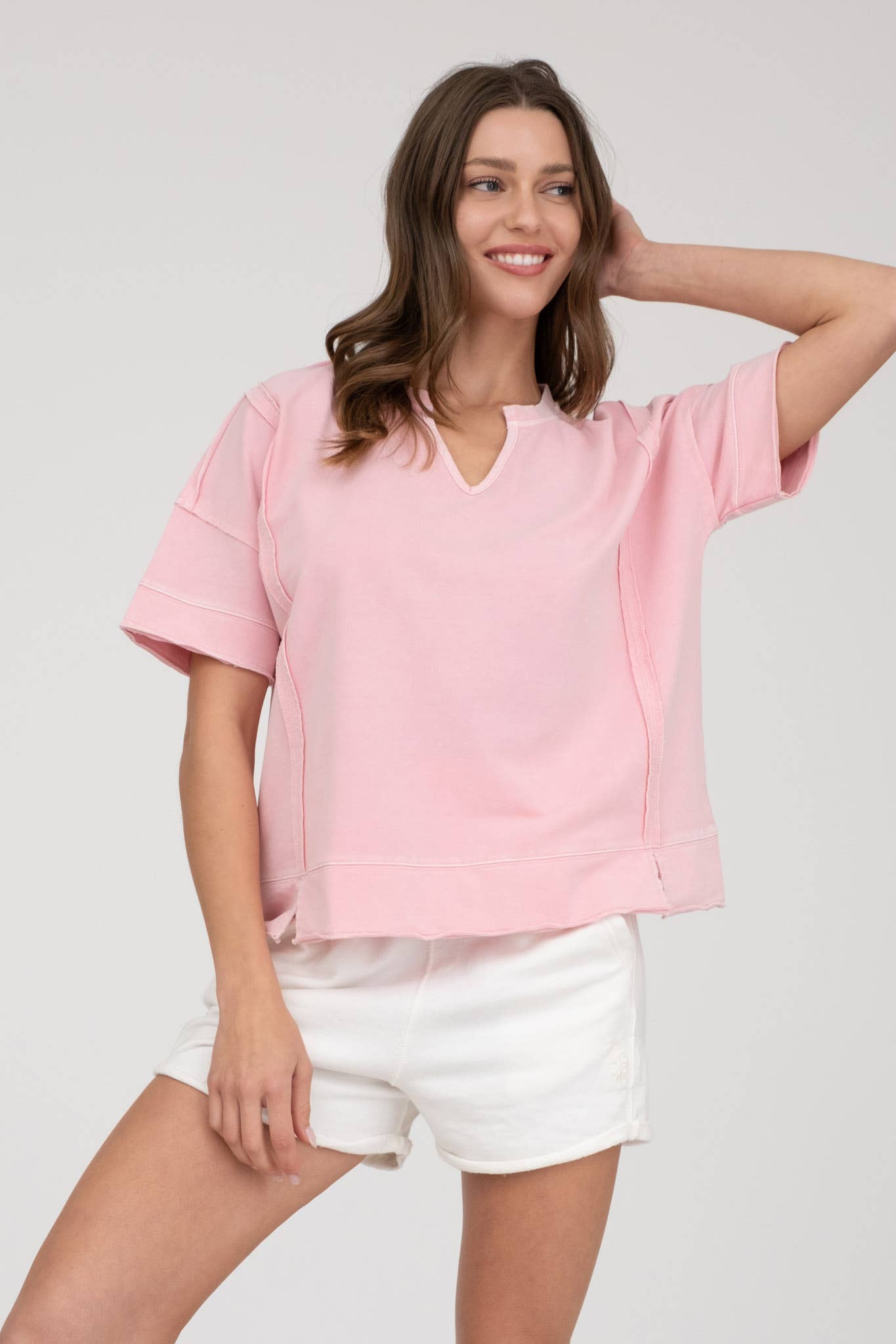 PINK PATCHWORK SHORT TOP