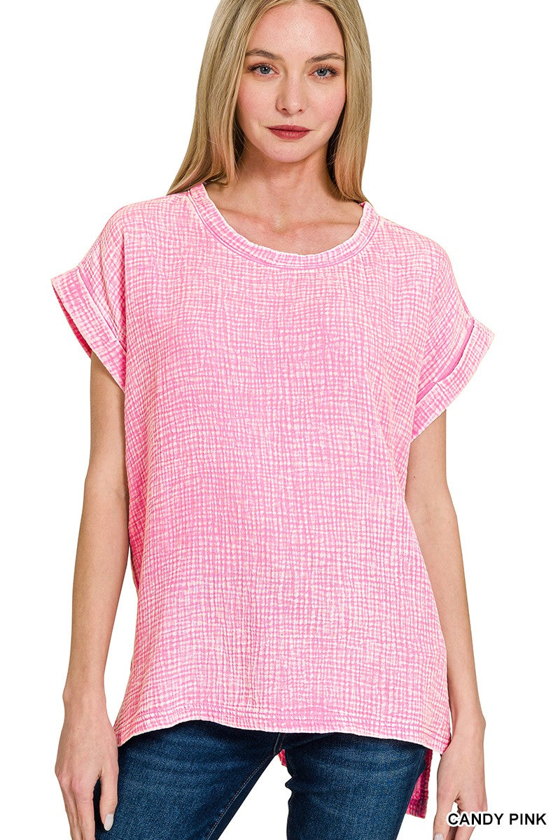 Purple Double Woven Gauze Top