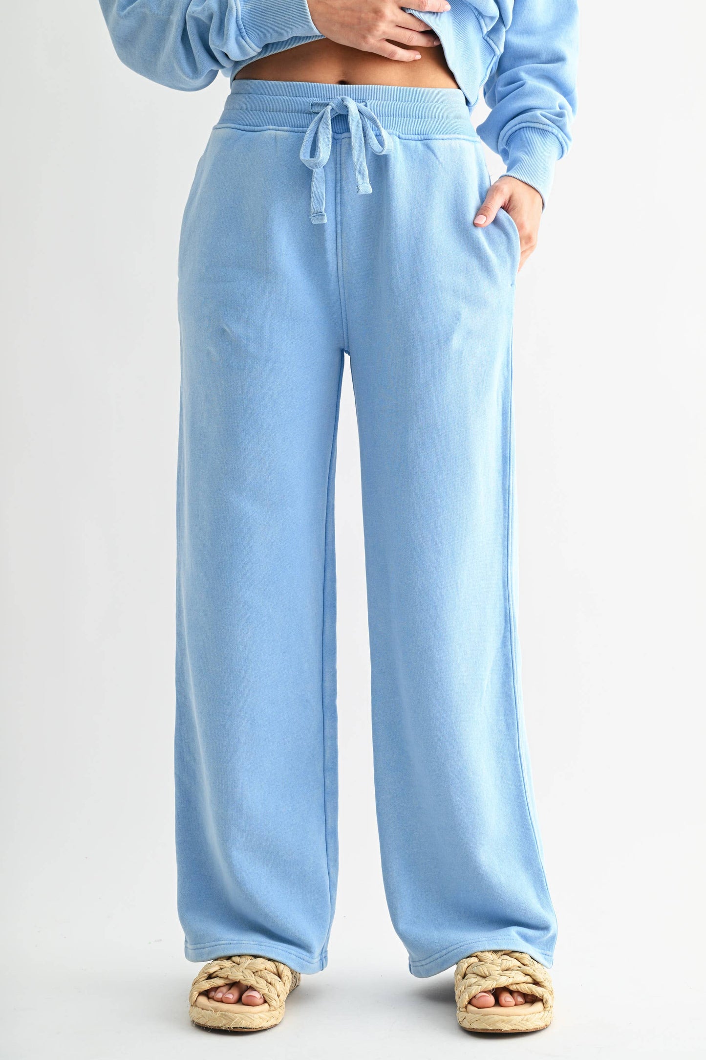 Mineral Wash Luxe Wide-Leg Sweatpants