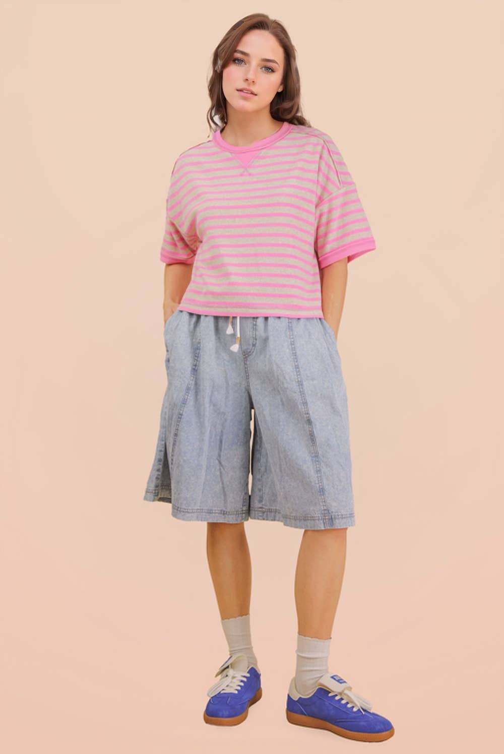Pink Oversized Stripe Top