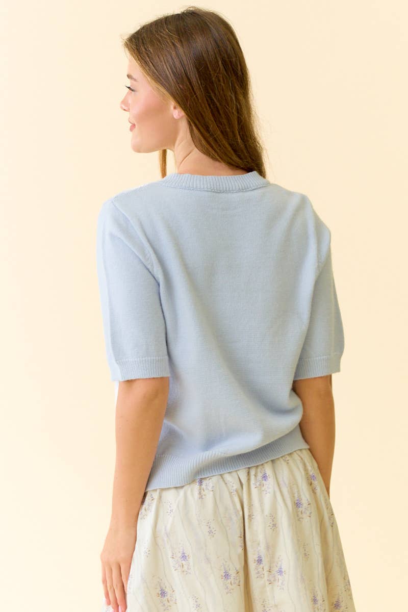 JACKIE PEARL BOW BUTTON CARDIGAN