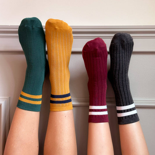 Jewel Ton Strip Crew Socks