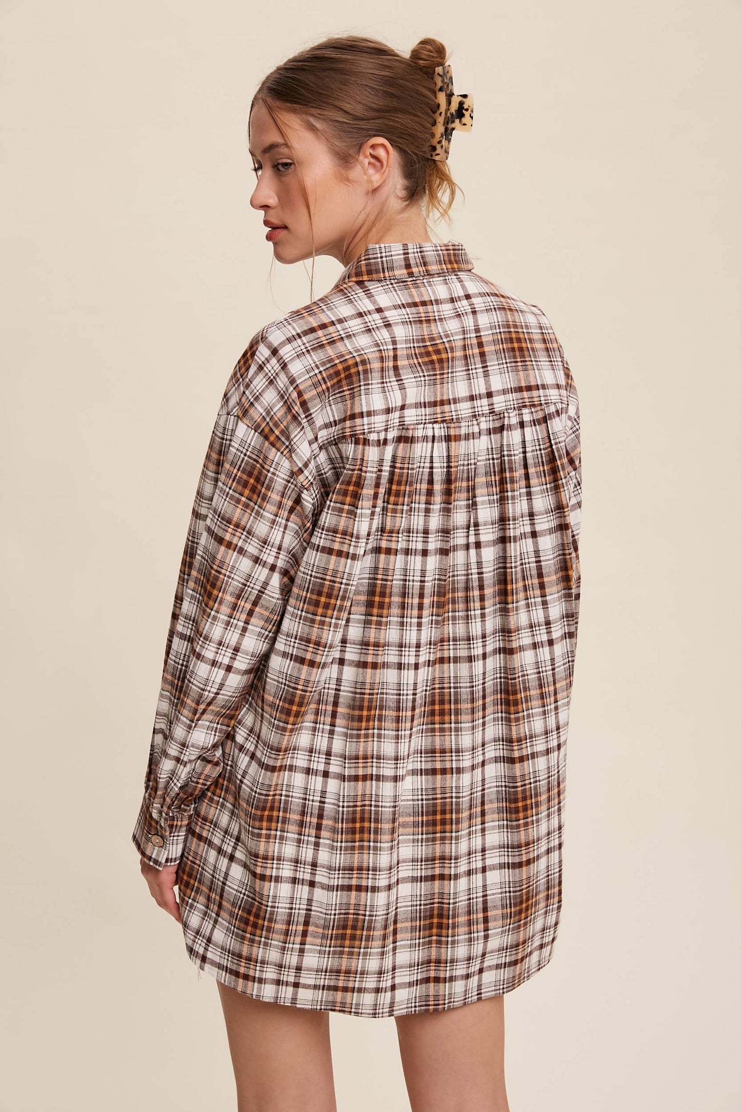 Plaid Button-Down Oversized Shirt