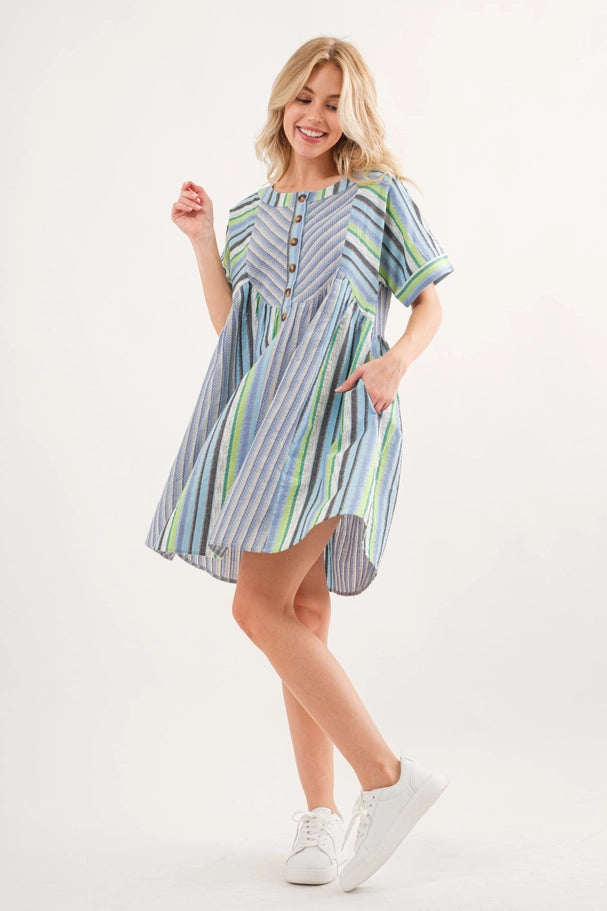 Striped Front Button Down Dress