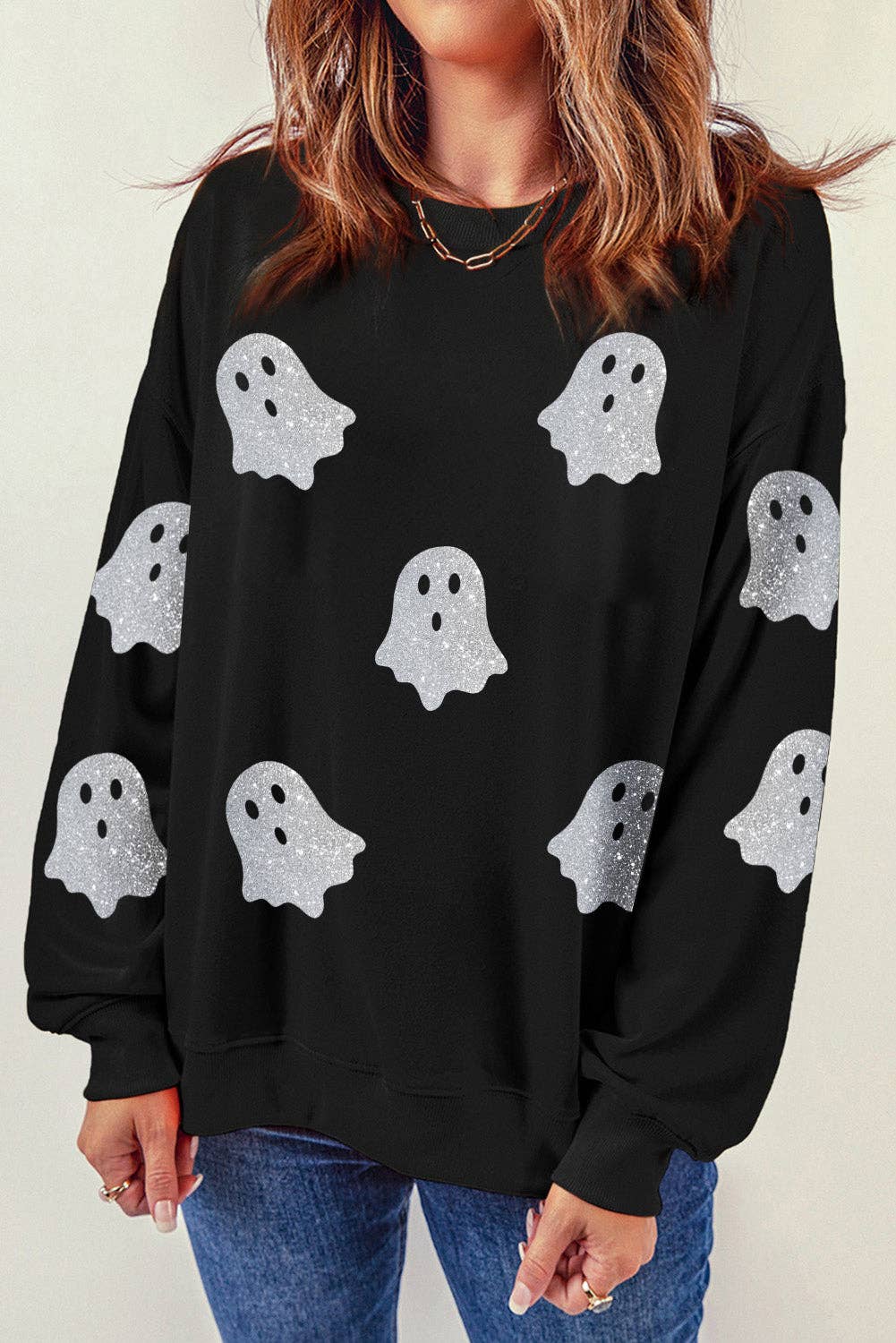 Glitter Ghost Crewneck Sweatshirt