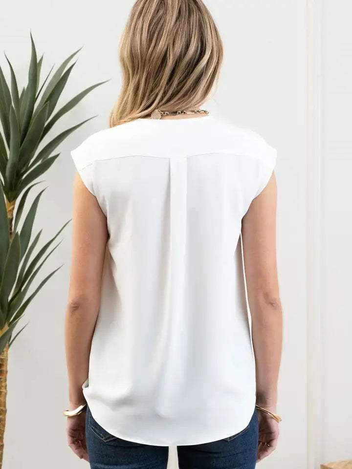 Wrap Drape Sleeveless Blouse