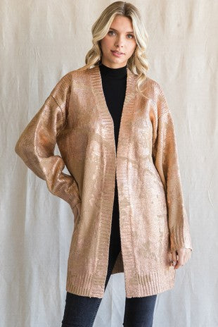 Metallic Long Cardigan