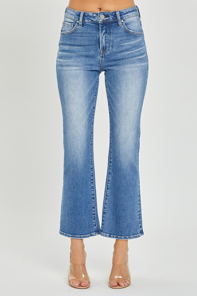 MID RISE CROPPED FLARE JEANS