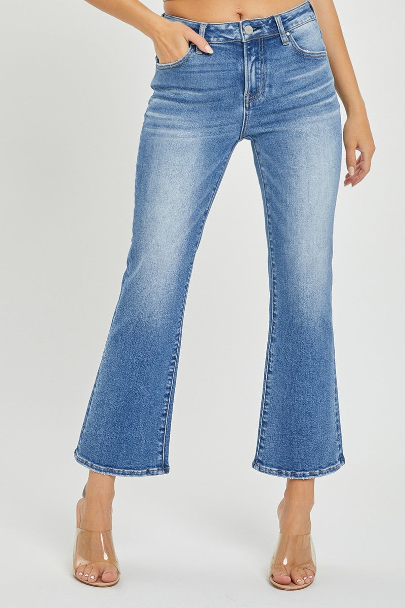 MID RISE CROPPED FLARE JEANS