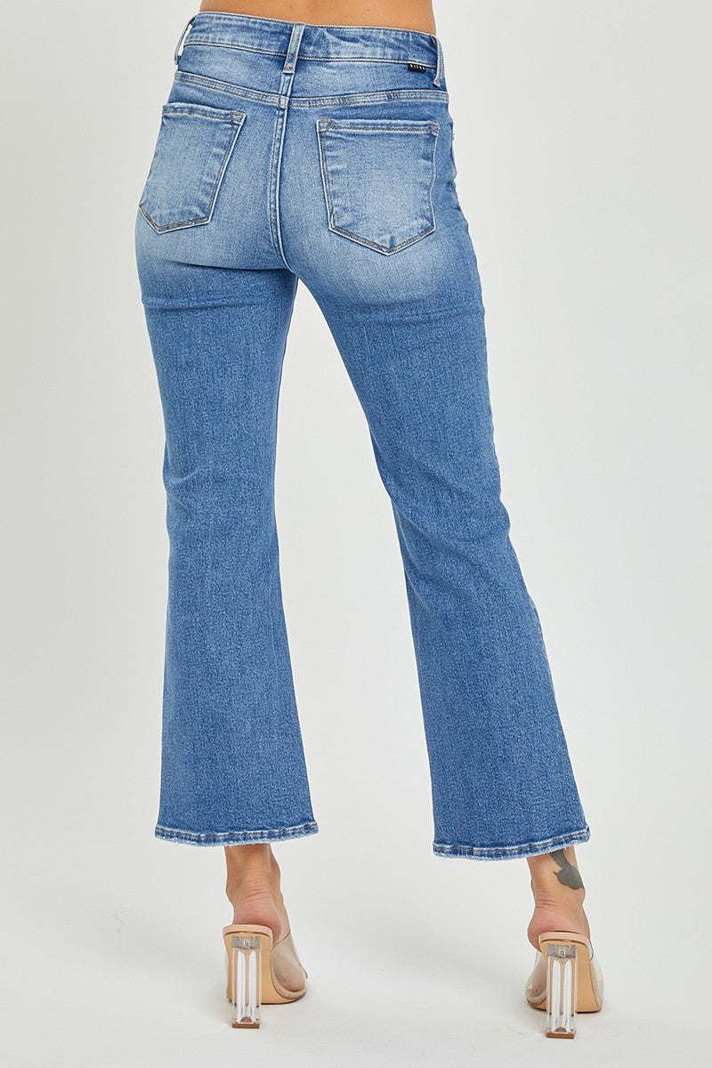 MID RISE CROPPED FLARE JEANS