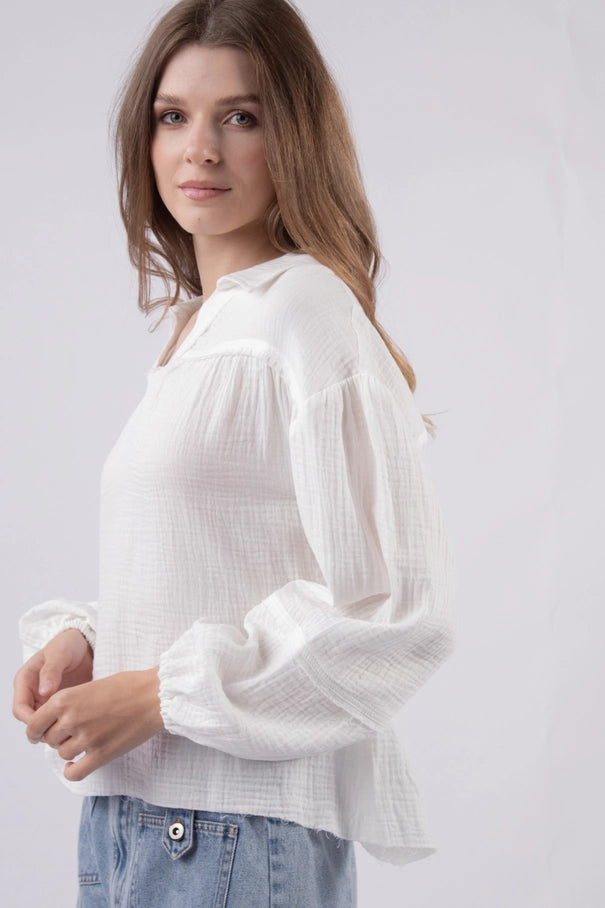 Wht Gauze Woven Top