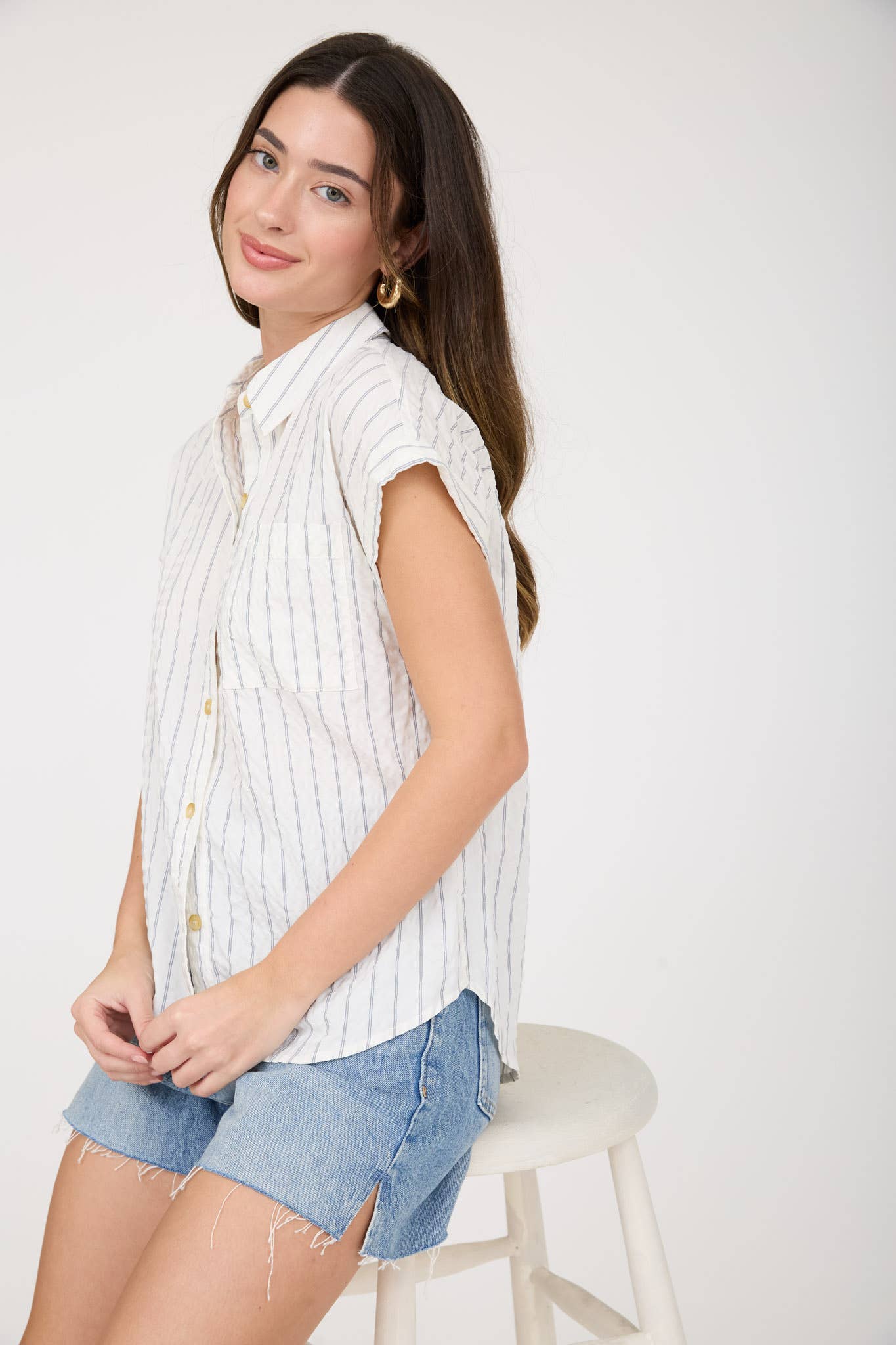 SLATE STRIPE COLLARED SHIRT