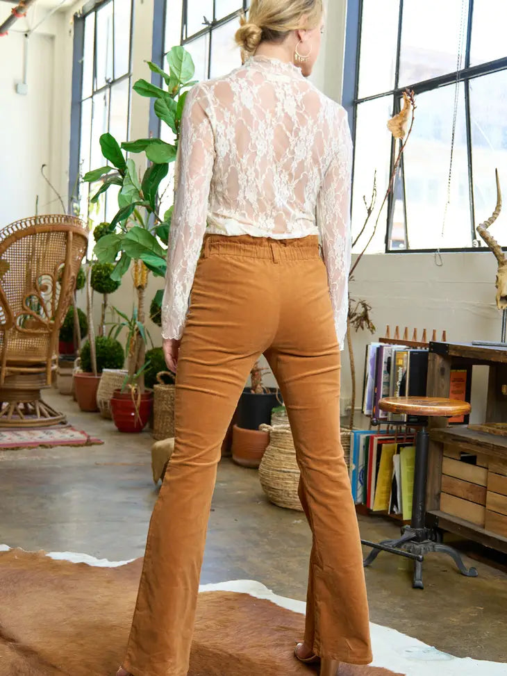 Camel Corduroy Flare Pants