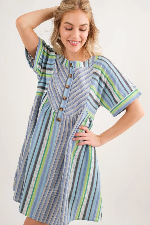 Striped Front Button Down Dress