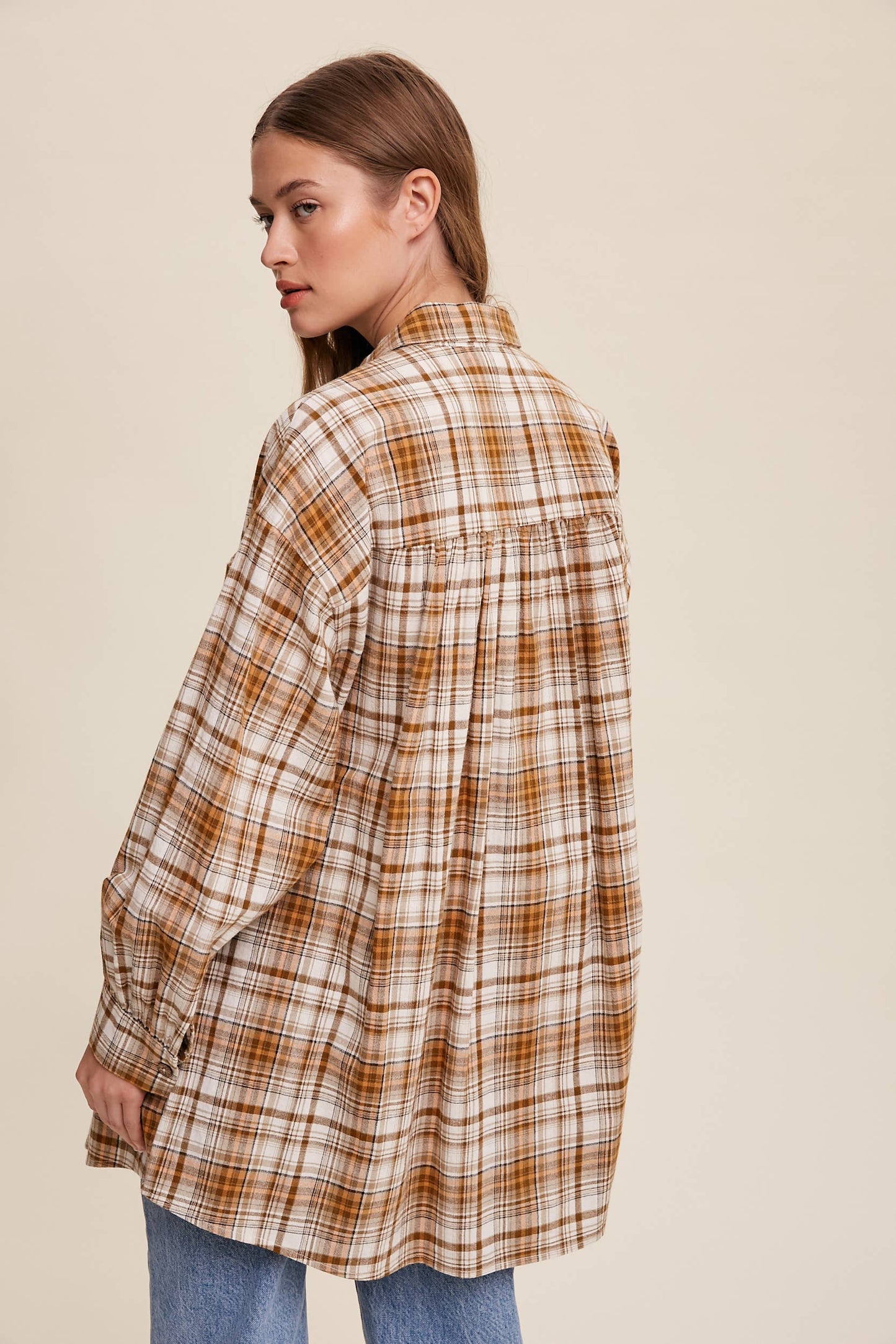 Plaid Button-Down Oversized Shirt