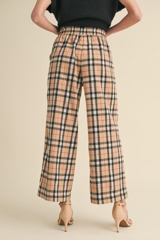 Plaid Drawstring Waist Pants